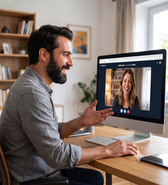 Man in a OneDo.me video call