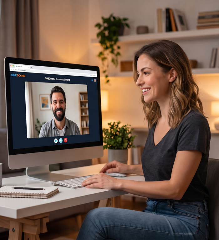Woman in a OneDo.me video call